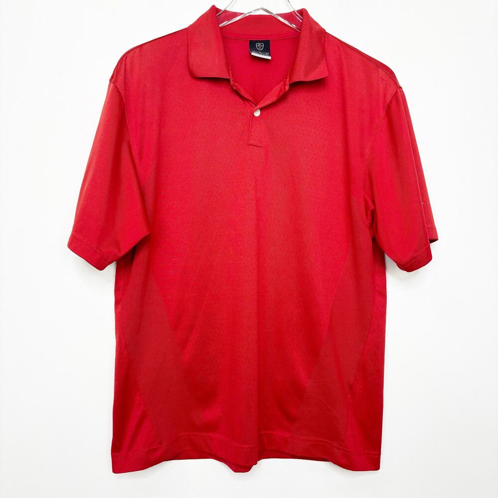 Nike Men's Red Perforated Golf Polo Short Sleeve Shirt M